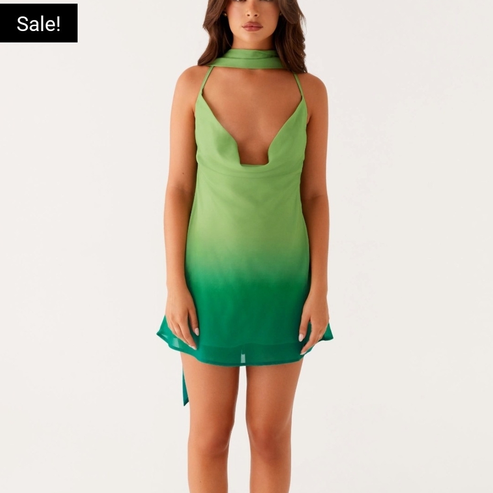 Green Ombre Strappy Backless Mini Dress